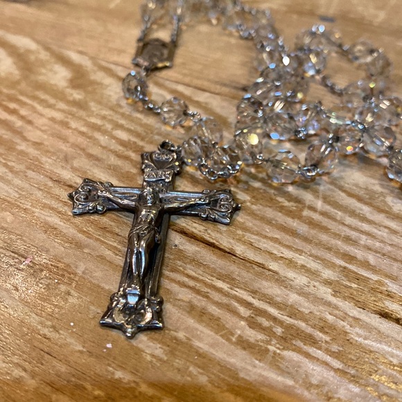 Accessories Chapel Sterling Silver Cross And Crystal Rosary Poshmark